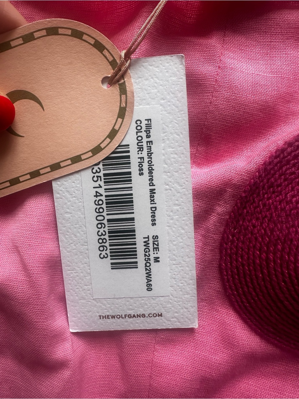 The Wolf Gang Filipa Embroidered Strapless Maxi Dress Linen Blend Floss Pink M - Picture 7 of 13